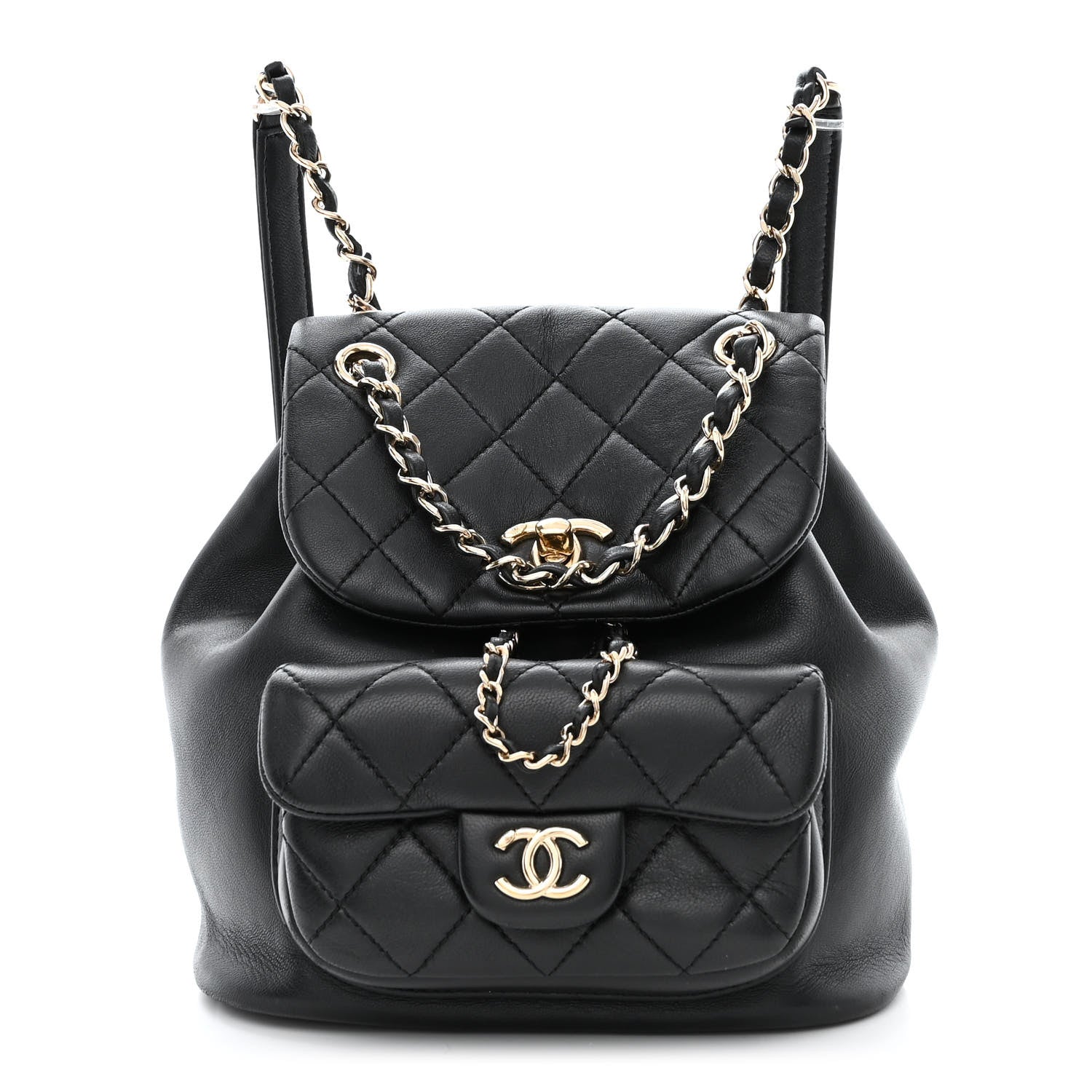 Chanel Lambskin Quilted Small Duma Drawstring Backpack Black 1 of 12