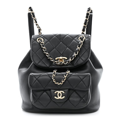 Chanel Lambskin Quilted Small Duma Drawstring Backpack Black 1 of 12