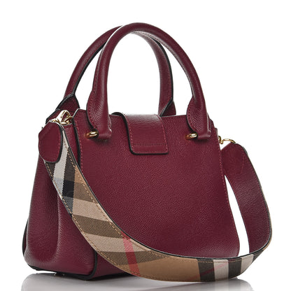 Burberry Soft Grain Calfskin Small Buckle Tote Dark Plum 4 of 8
