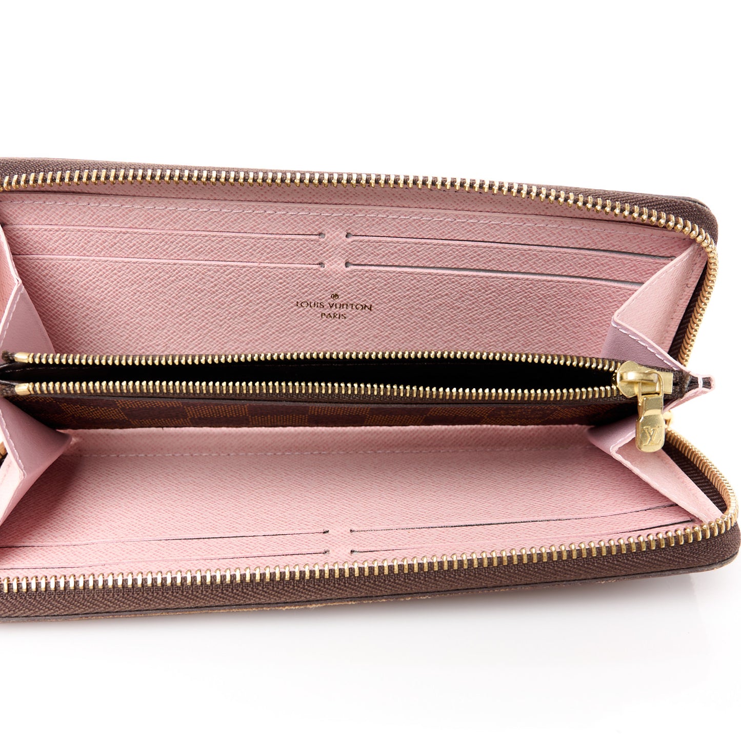 Damier Ebene Clemence Wallet Rose Ballerine