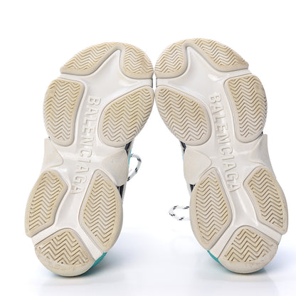 Balenciaga Fabric Mesh Womens Triple S Sneakers 37 White Green Grye 5 of 8
