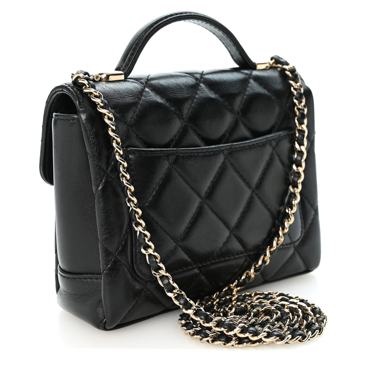 Chanel Lambskin Quilted Mini Top Handle Square Flap Black 3 of 10