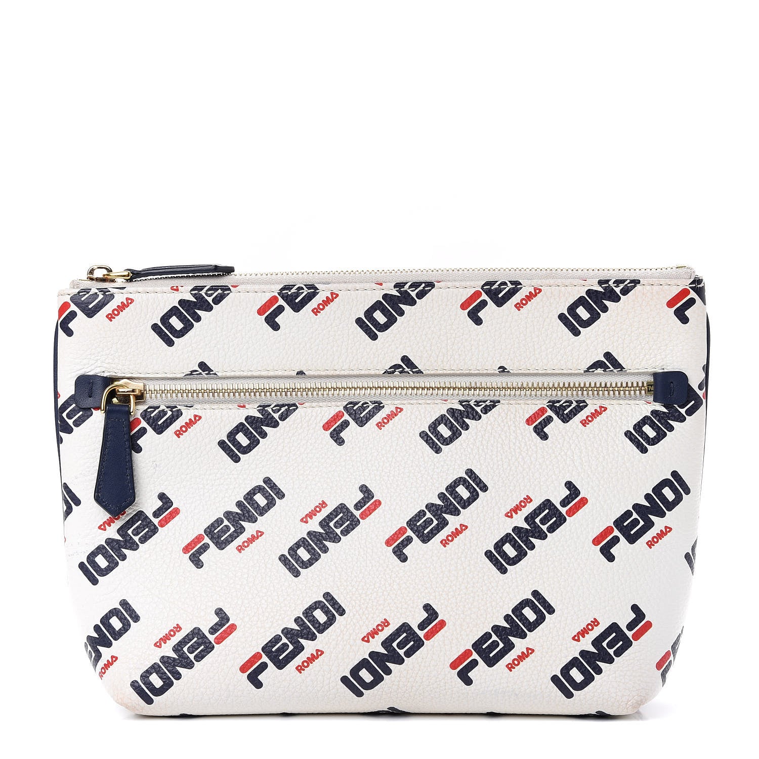 Fendi X FILA Vitello Mania Large Pyramid Cosmetic Case White Blueberry 1 of 8
