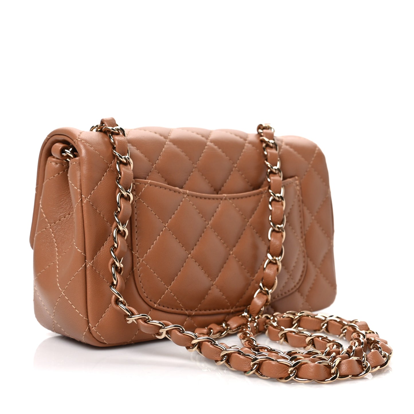 Lambskin Quilted Mini Rectangular Flap Brown