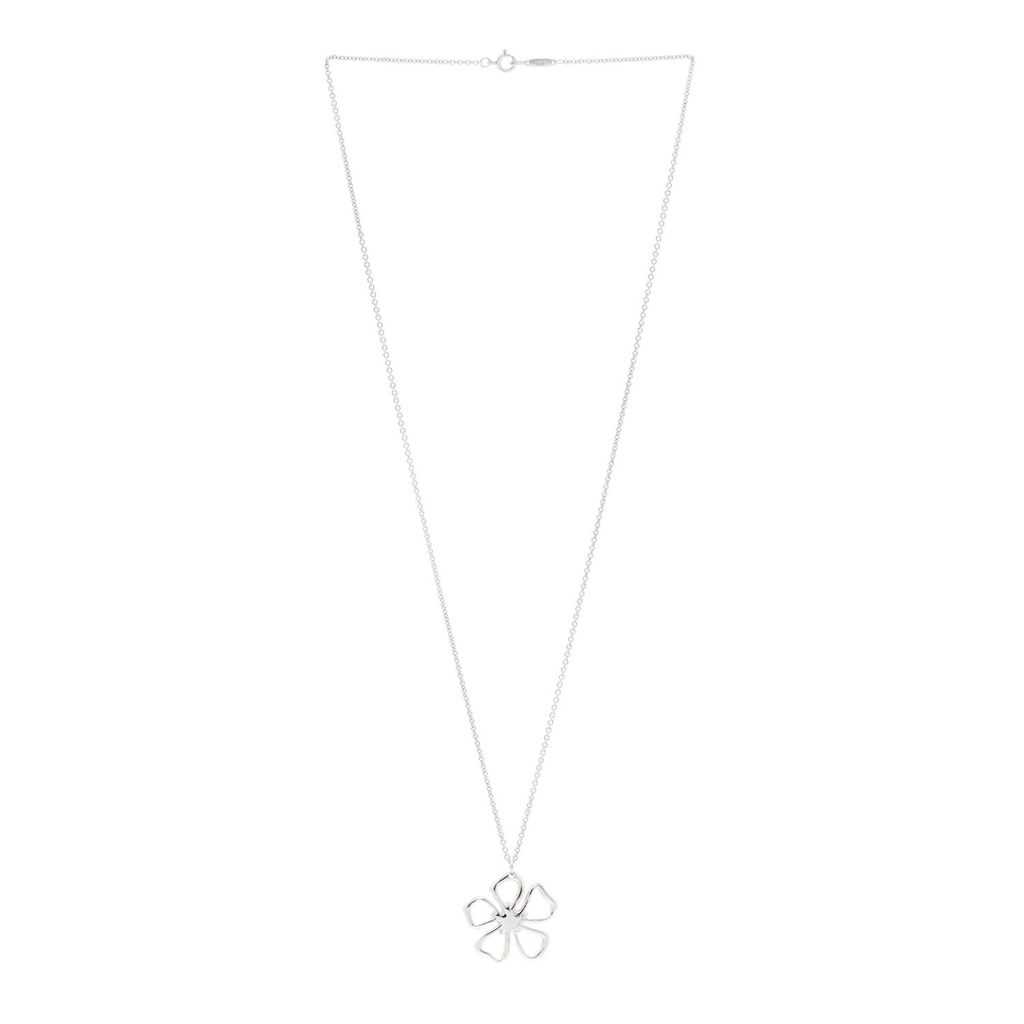 Sterling Silver Open Flower Pendant Necklace