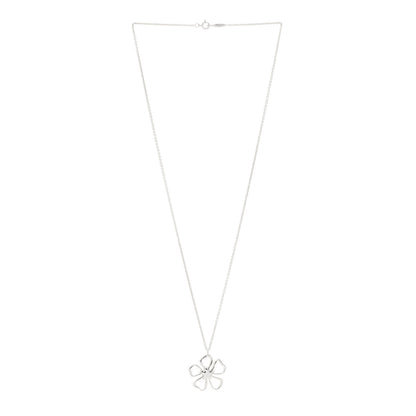 Tiffany Sterling Silver Open Flower Pendant Necklace 3 of 5