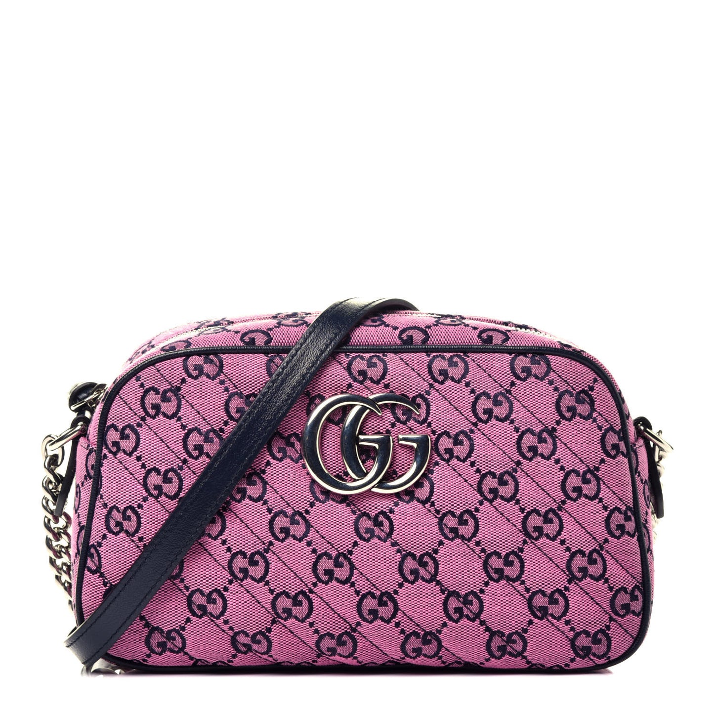 Monogram Multicolor Matelasse Diagonal Small GG Marmont Chain Shoulder Bag Pink Blue