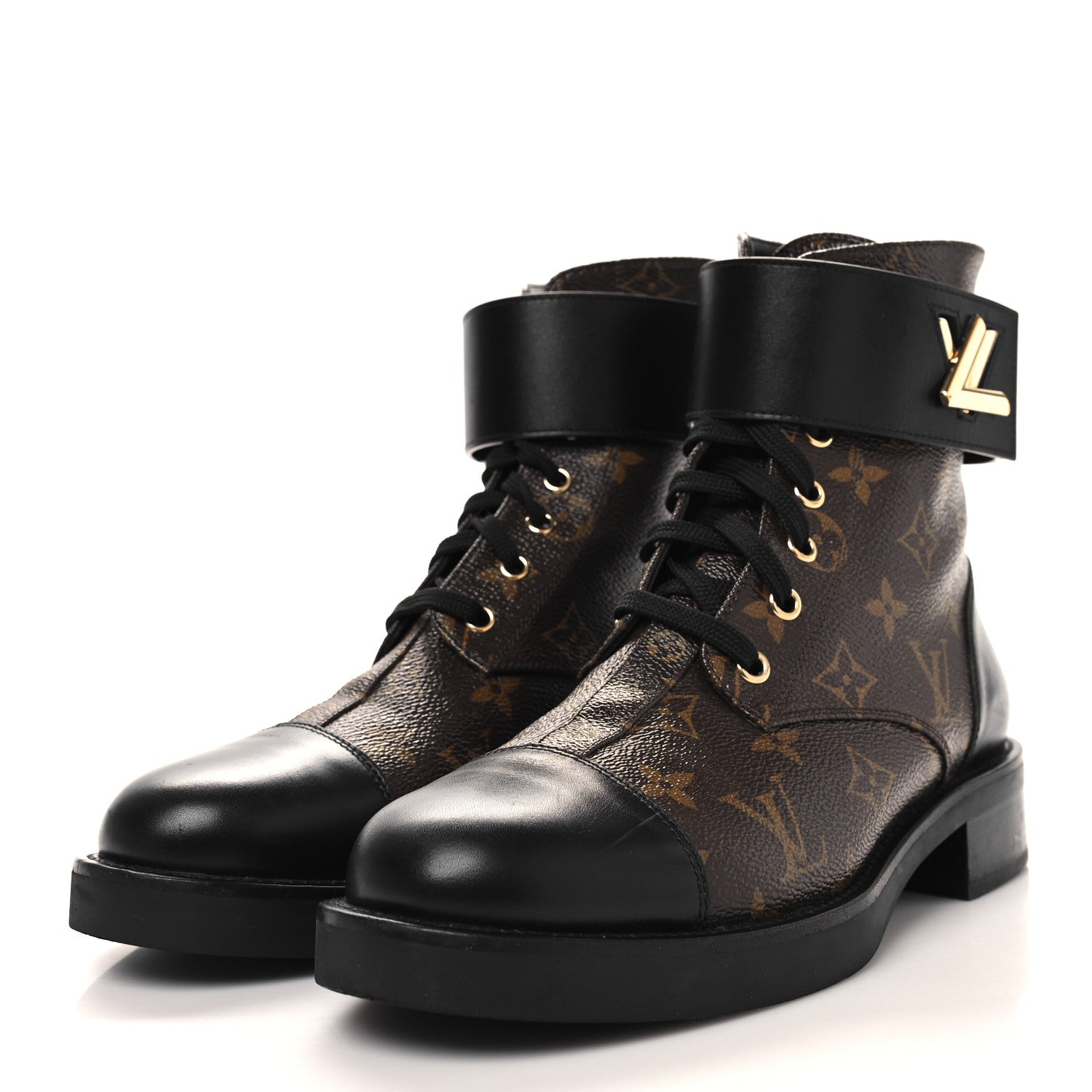Louis Vuitton Calfskin Monogram Wonderland Flat Ranger Boots 40 Black 3 of 10