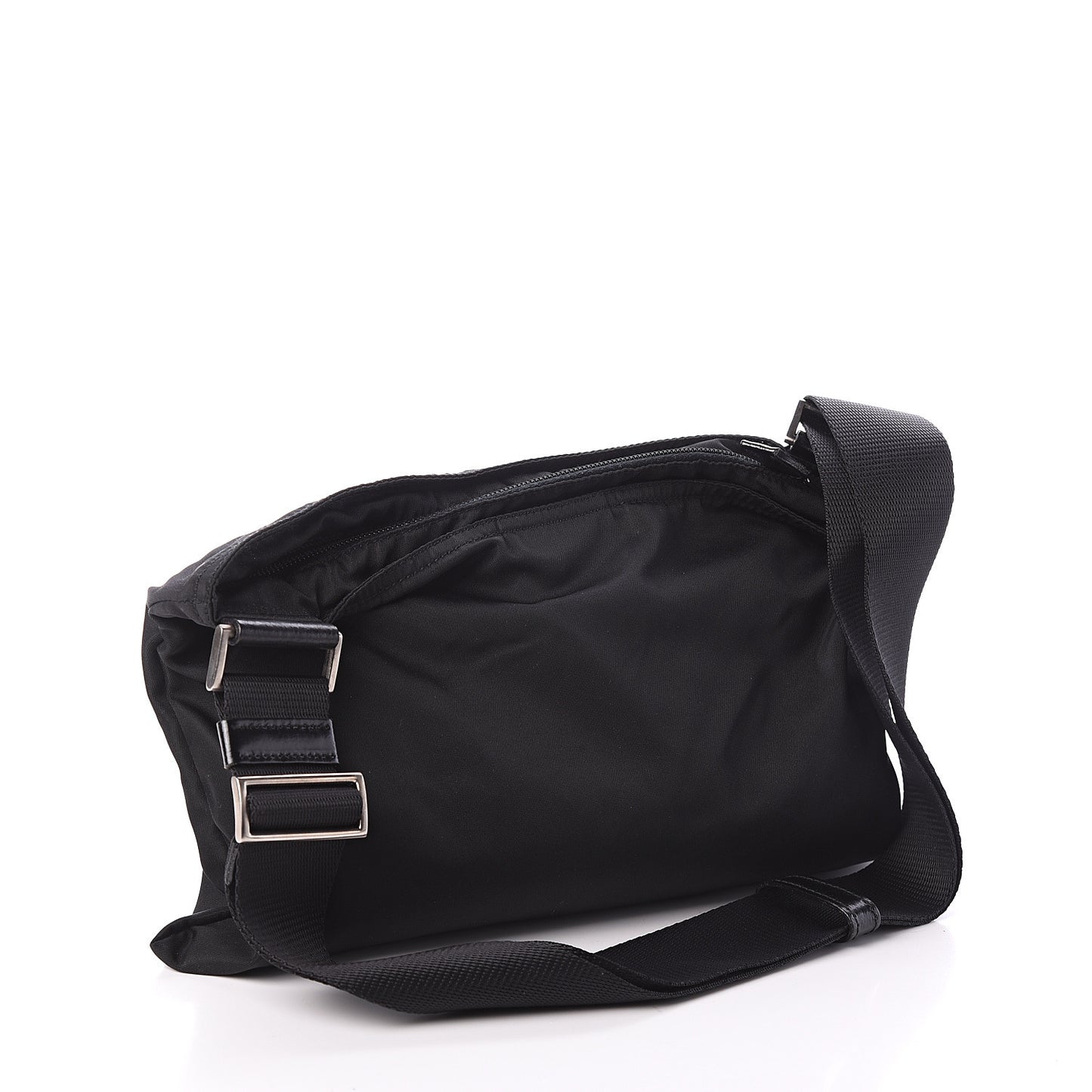 Nylon Flat Messenger Bag Black