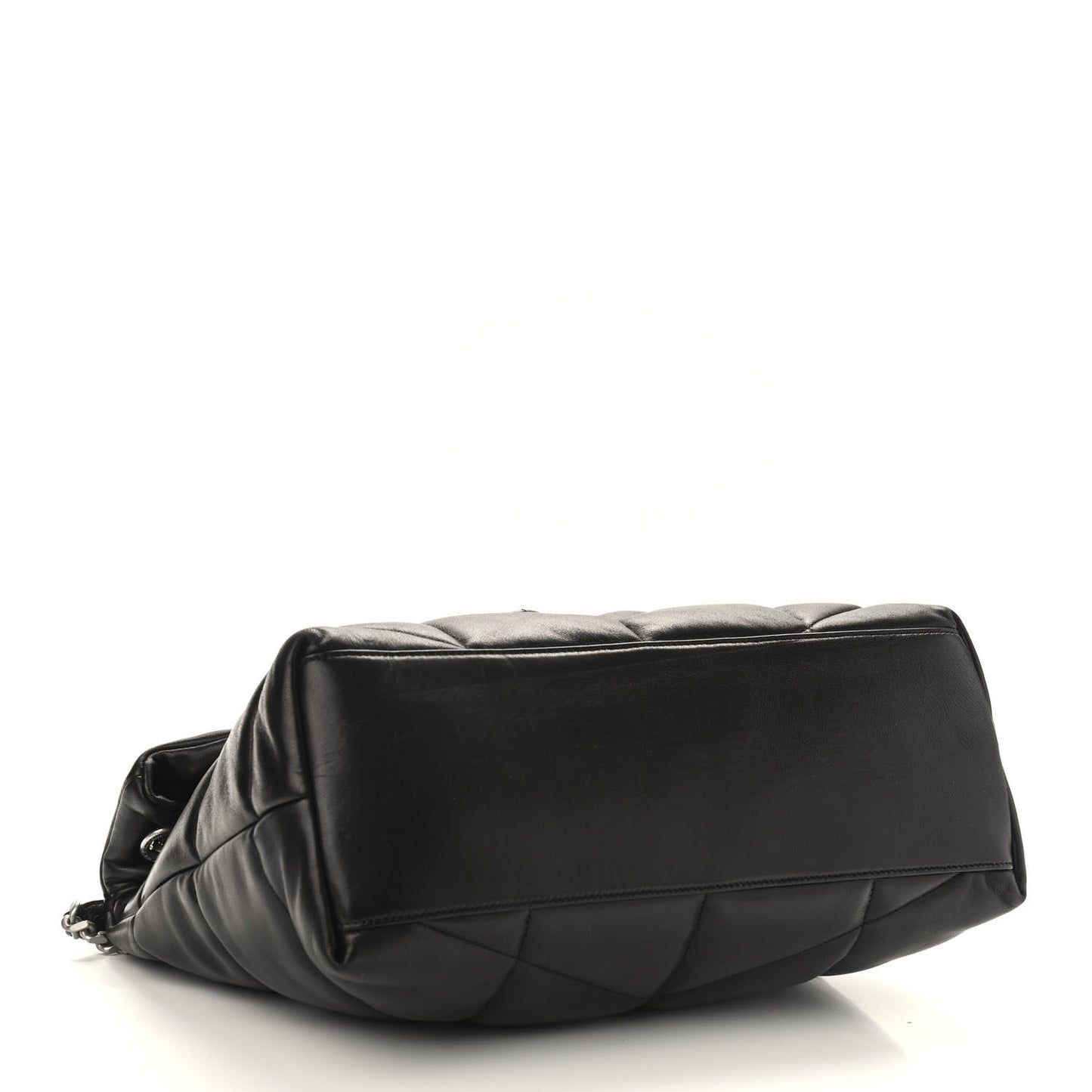 Lambskin Quilted Medium Loulou Puffer Monogram Chain Satchel Black