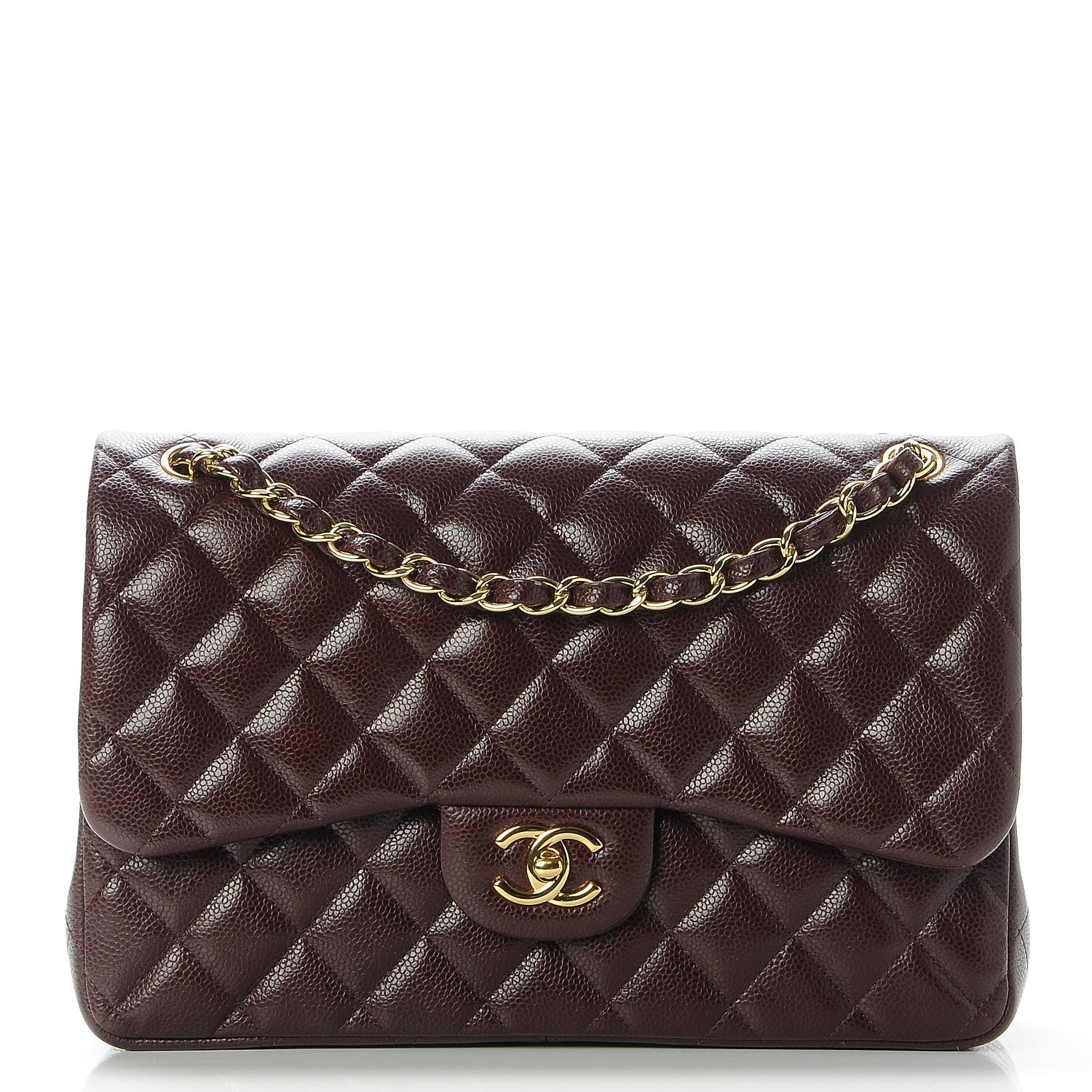 Chanel Caviar Quilted Jumbo Double Flap Burgundy 1 of 9