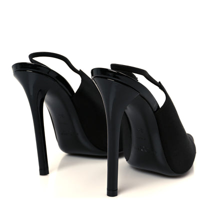 Saint Laurent Raso Regale Raven 110 Slingback Pumps 38 Black 5 of 9