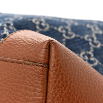 Gucci New Denim GG Monogram Medium Ophidia Shopping Tote Blue Tea Cuir 11 of 11