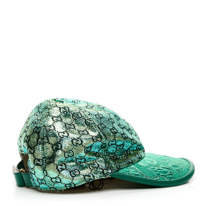 Gucci Silk Blend Jacquard Monogram Santa Barbara Baseball Hat S Green Black Radiant 5 of 9
