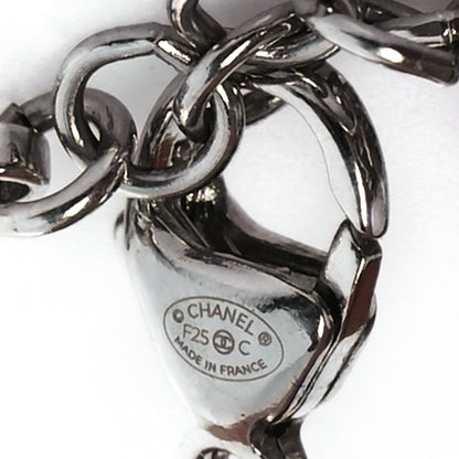 Chanel Metal Pearl Resin Crystal CC Bracelet  Silver White 4 of 5
