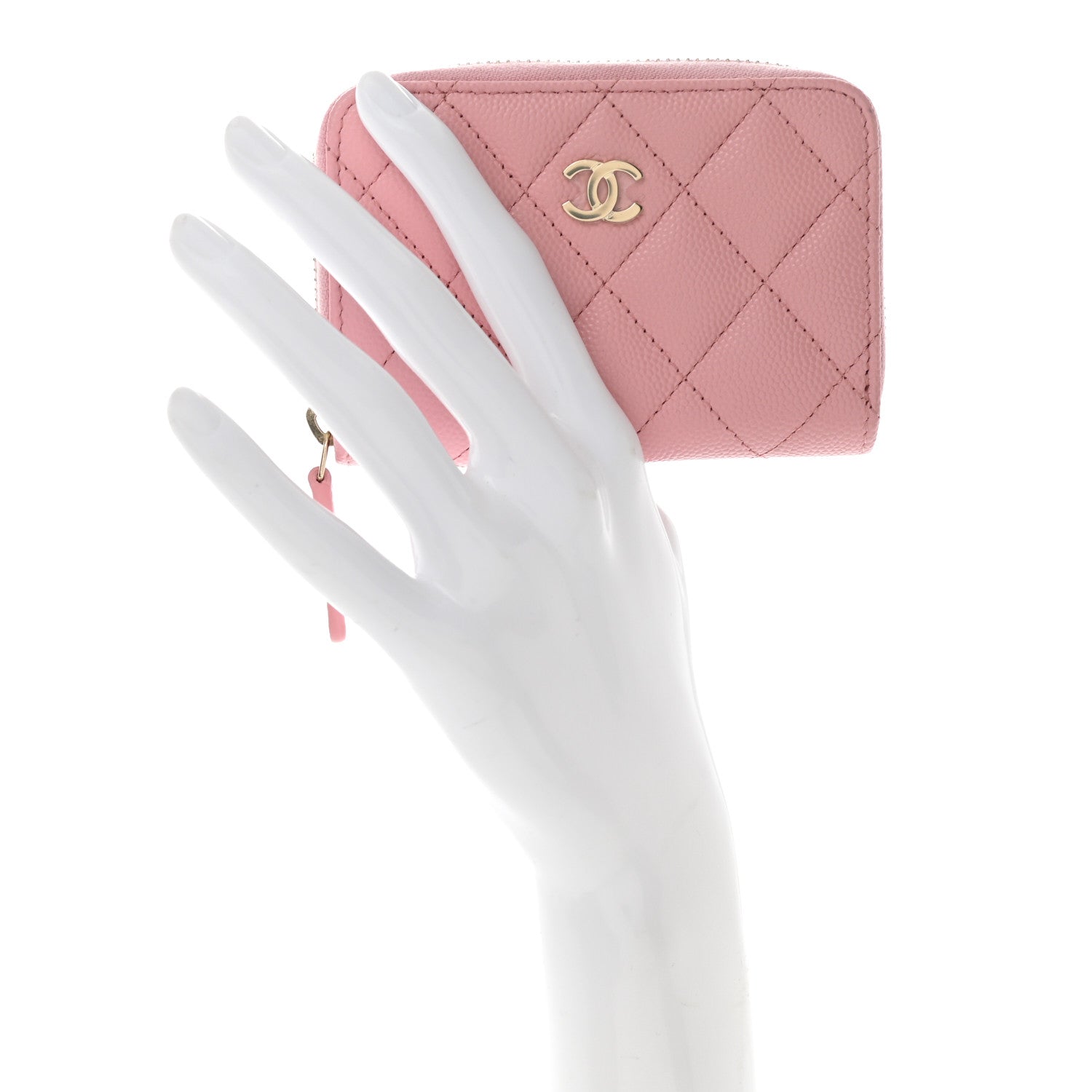 Chanel Caviar Quilted Zip Coin Purse Light Pink 2 of 10