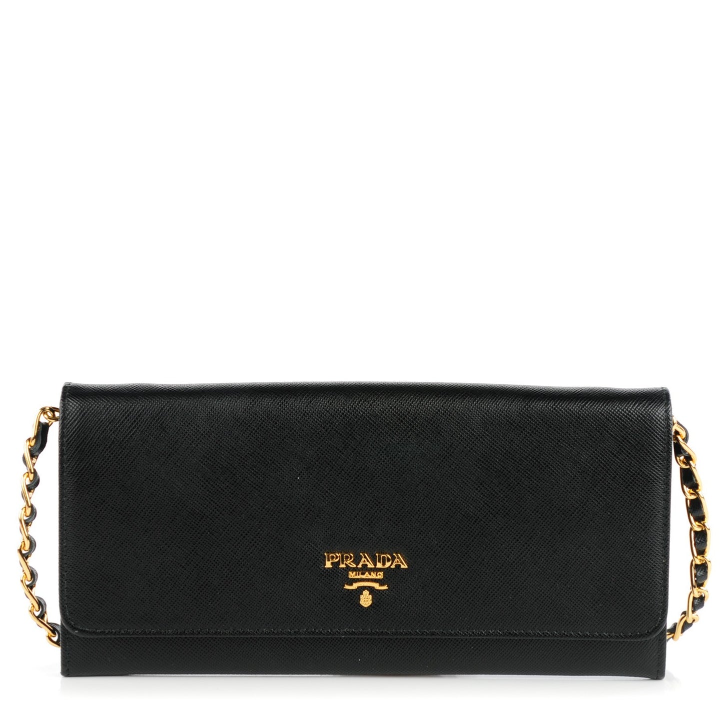 Saffiano Metal Oro Chain Wallet Nero Black