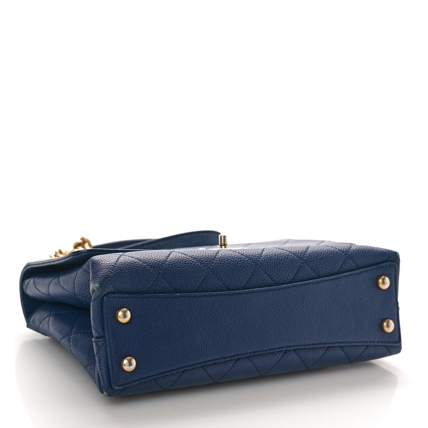 Chanel Caviar Diamond Stitched Small Top Handle Flap Blue 4 of 14