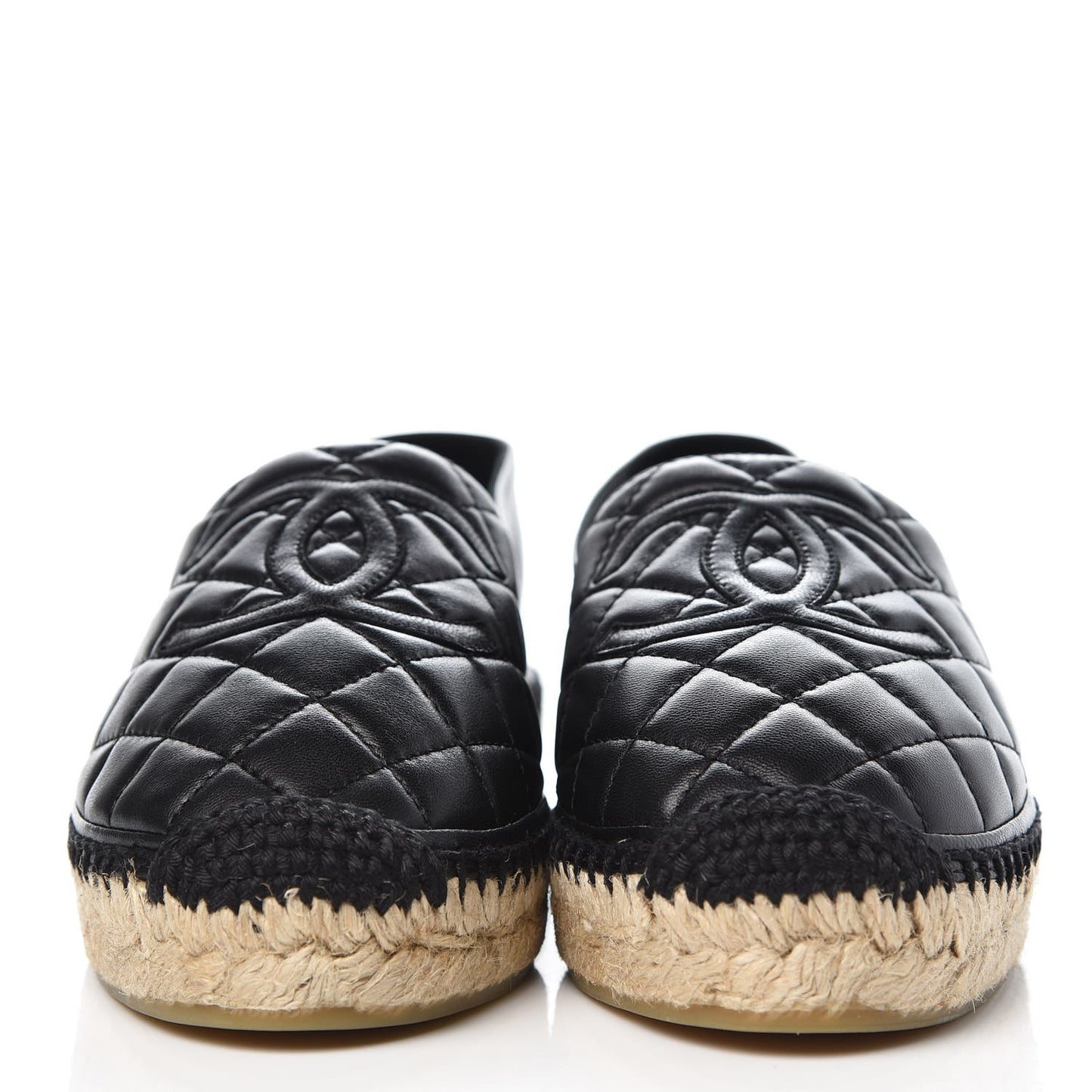 Lambskin Quilted CC Espadrilles 36 Navy