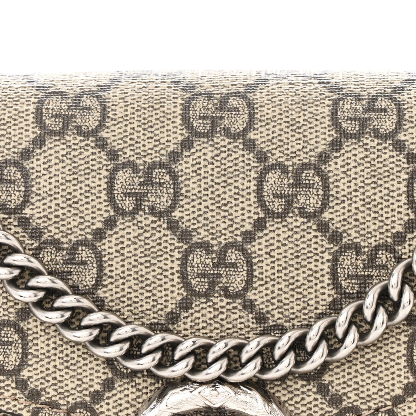 GG Supreme Monogram Mini Dionysus Chain Wallet Beige Taupe