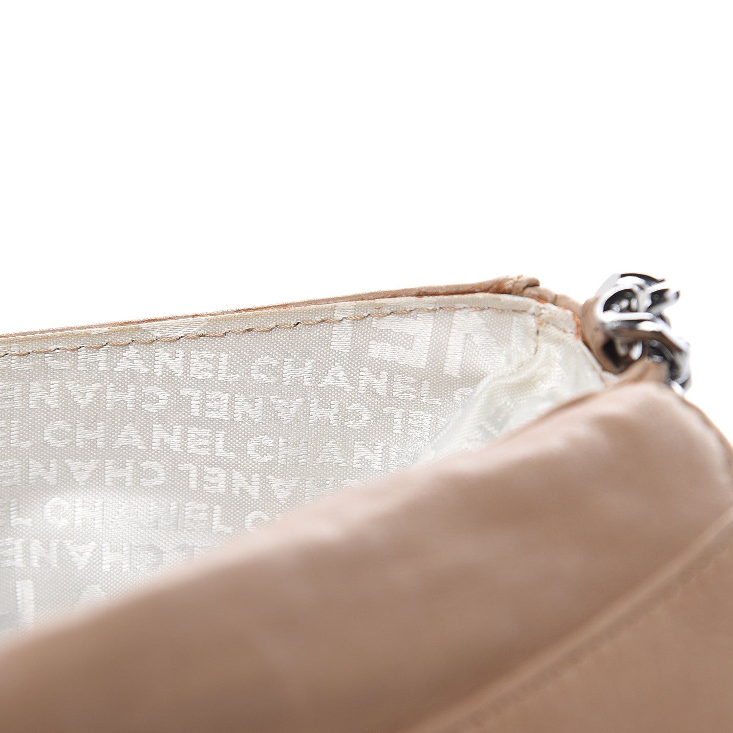 Chanel Lambskin Chain Stitch Clutch Dark Beige 16 of 18