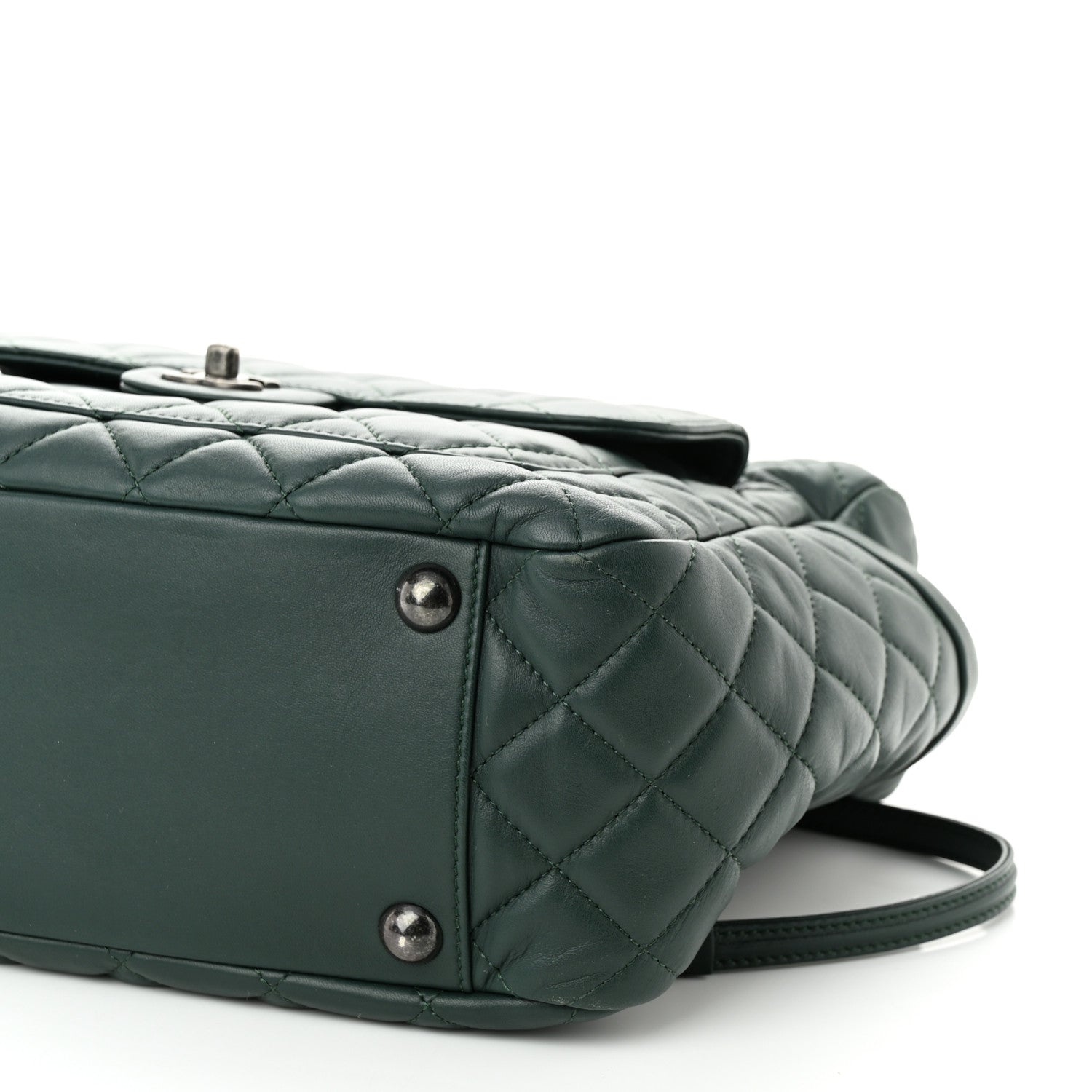 Chanel Lambskin Quilted Flap Hobo Dark Green 10 of 10
