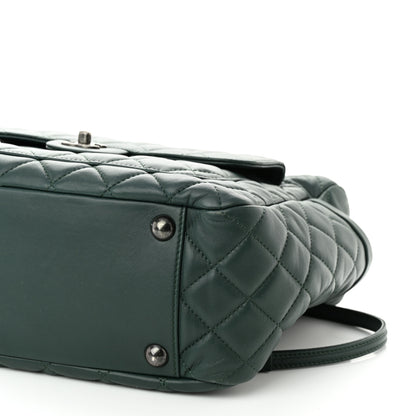 Chanel Lambskin Quilted Flap Hobo Dark Green 10 of 10