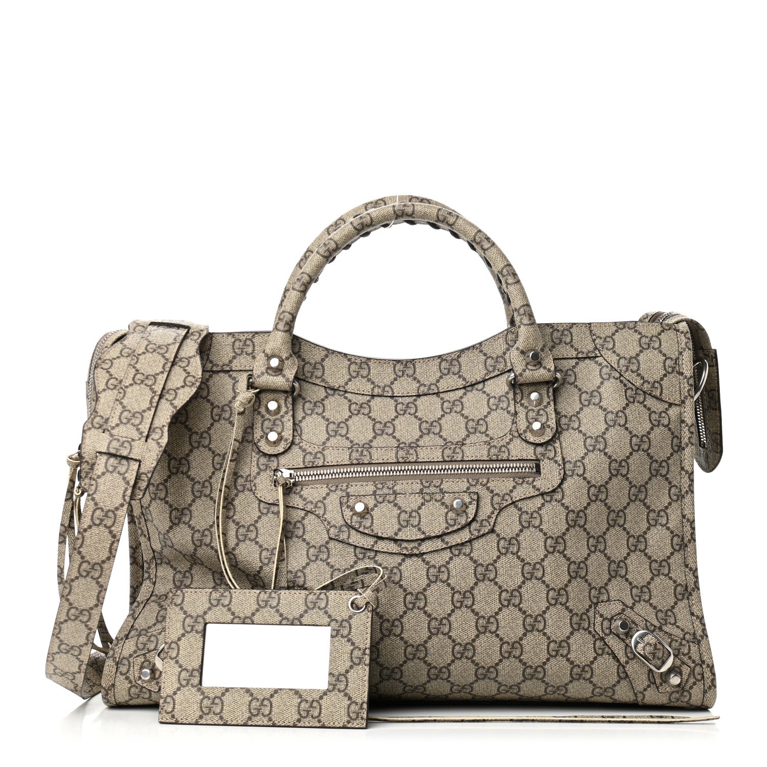 Balenciaga X GUCCI GG Supreme Monogram Neo Classic Silver Hardware City Beige Ebony 1 of 9