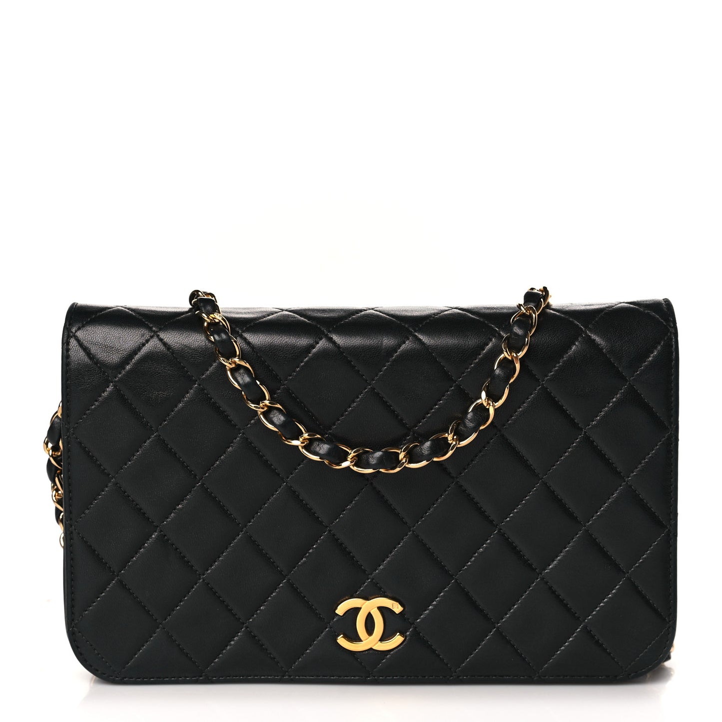 Lambskin Quilted Small Single Flap Black