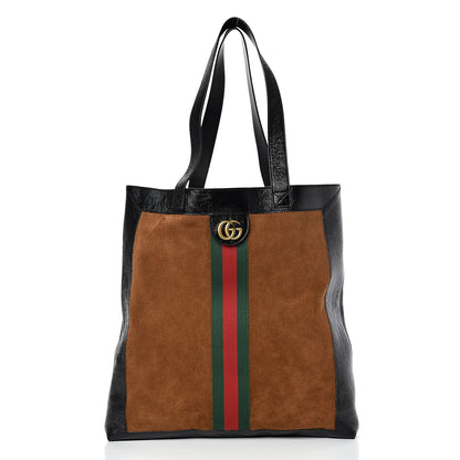 Gucci Suede Patent Web Large Ophidia Vertical Shopping Tote Nocciola Black 2 of 13