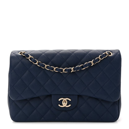 Chanel Caviar Quilted Jumbo Double Flap Navy Blue 1 of 11
