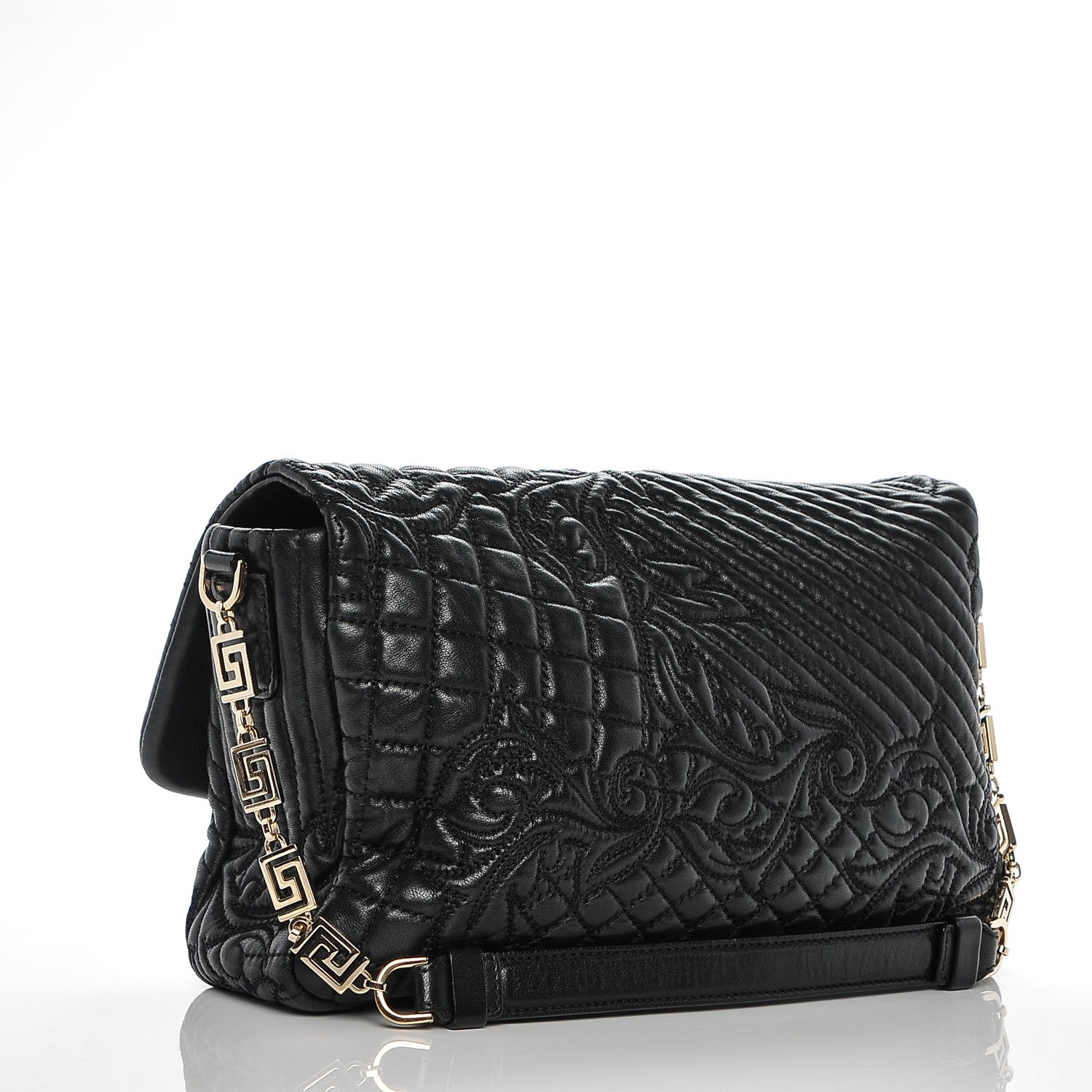 Versace Nappa Barocco Quilted Vanitas Medea Shoulder Bag Black 3 of 7