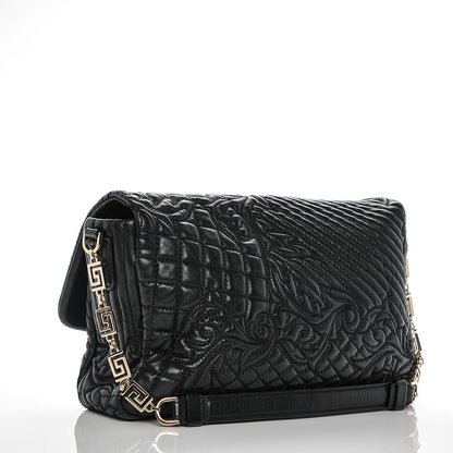Versace Nappa Barocco Quilted Vanitas Medea Shoulder Bag Black 3 of 7