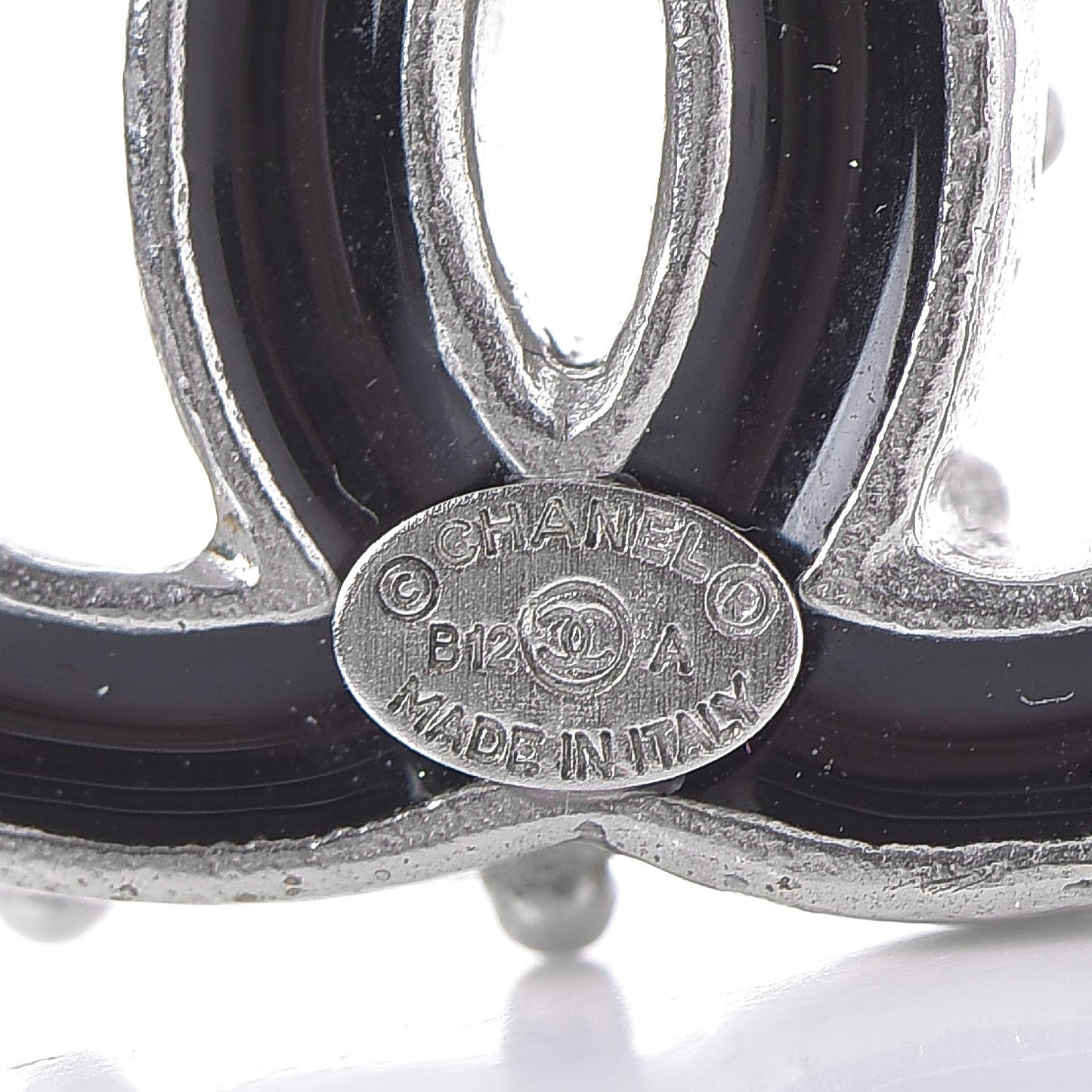 Enamel CC Earrings Black Silver