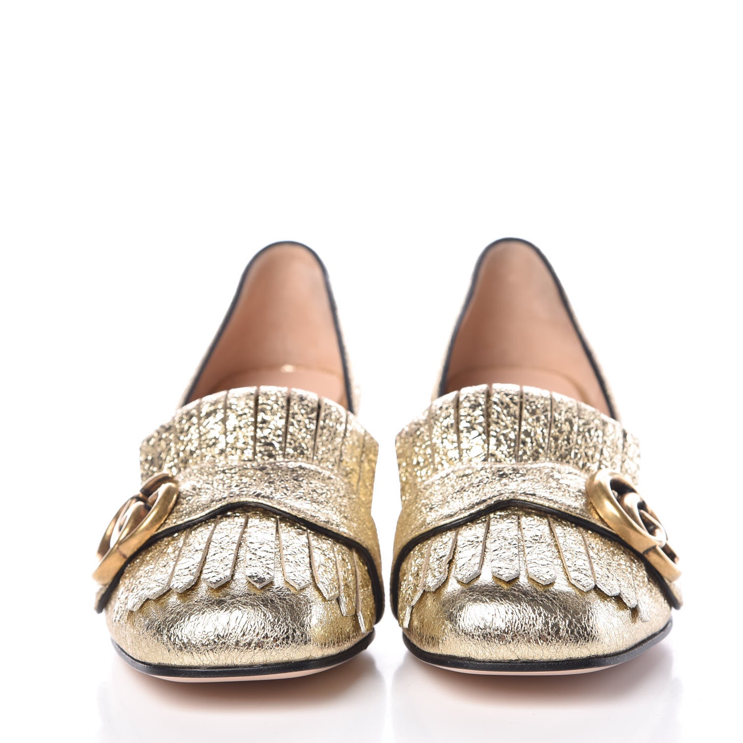 Gucci Galassia GG Marmont Fringe 50mm Loafer Pumps 35.5 Platino 2 of 9
