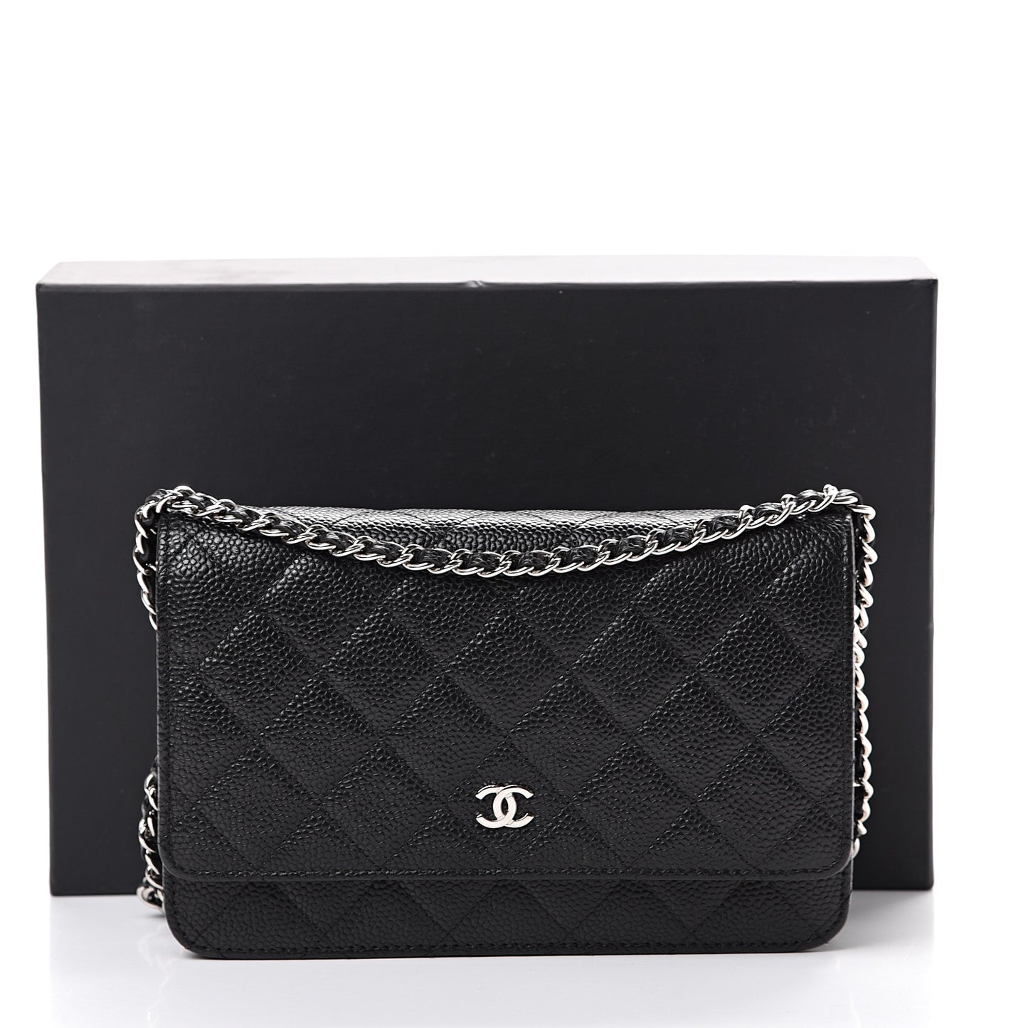Caviar Quilted Wallet On Chain WOC Black