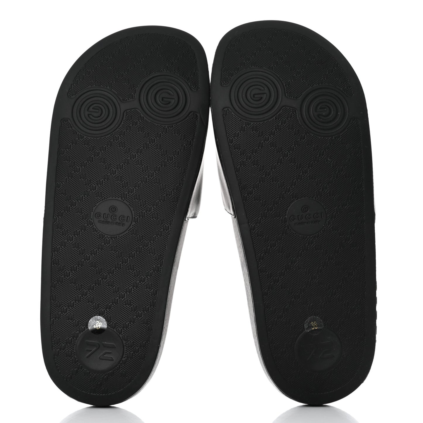 Nappa Miro Soft Calfskin Womens Interlocking G Slide Sandals 38 Black White