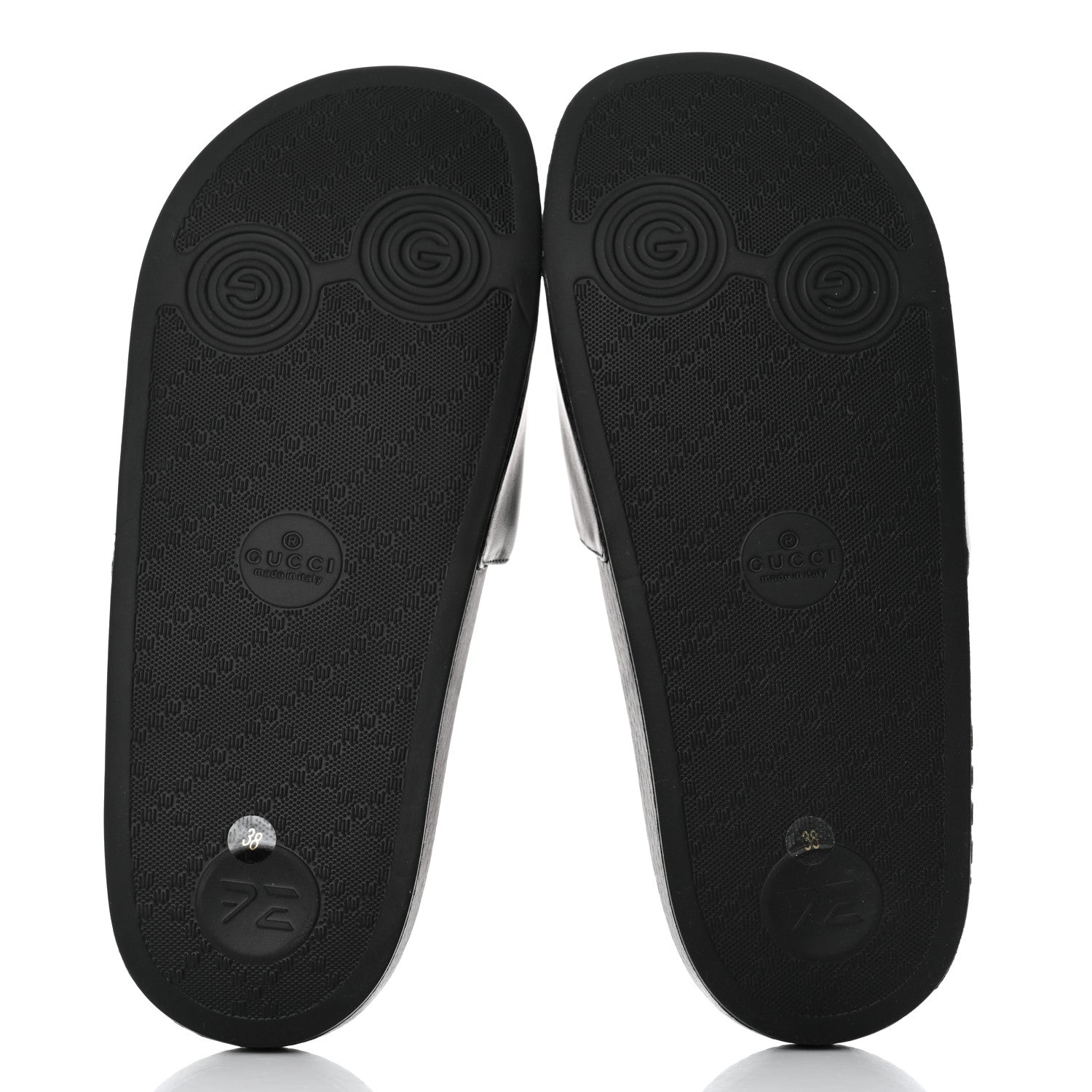 Gucci Nappa Miro Soft Calfskin Womens Interlocking G Slide Sandals 38 Black White 5 of 8