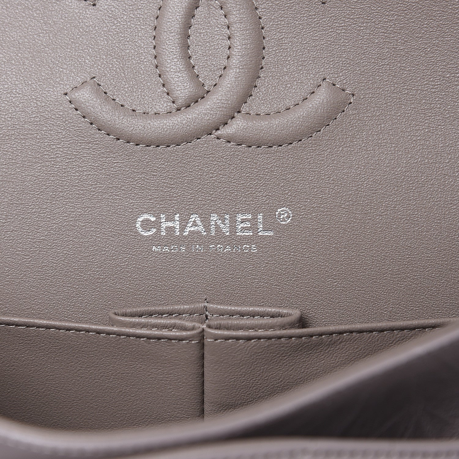 Chanel Iridescent Calfskin Chevron Quilted Medium Double Flap Grey 6 of 10