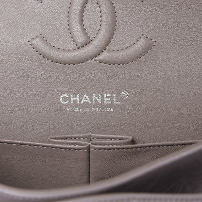 Chanel Iridescent Calfskin Chevron Quilted Medium Double Flap Grey 6 of 10
