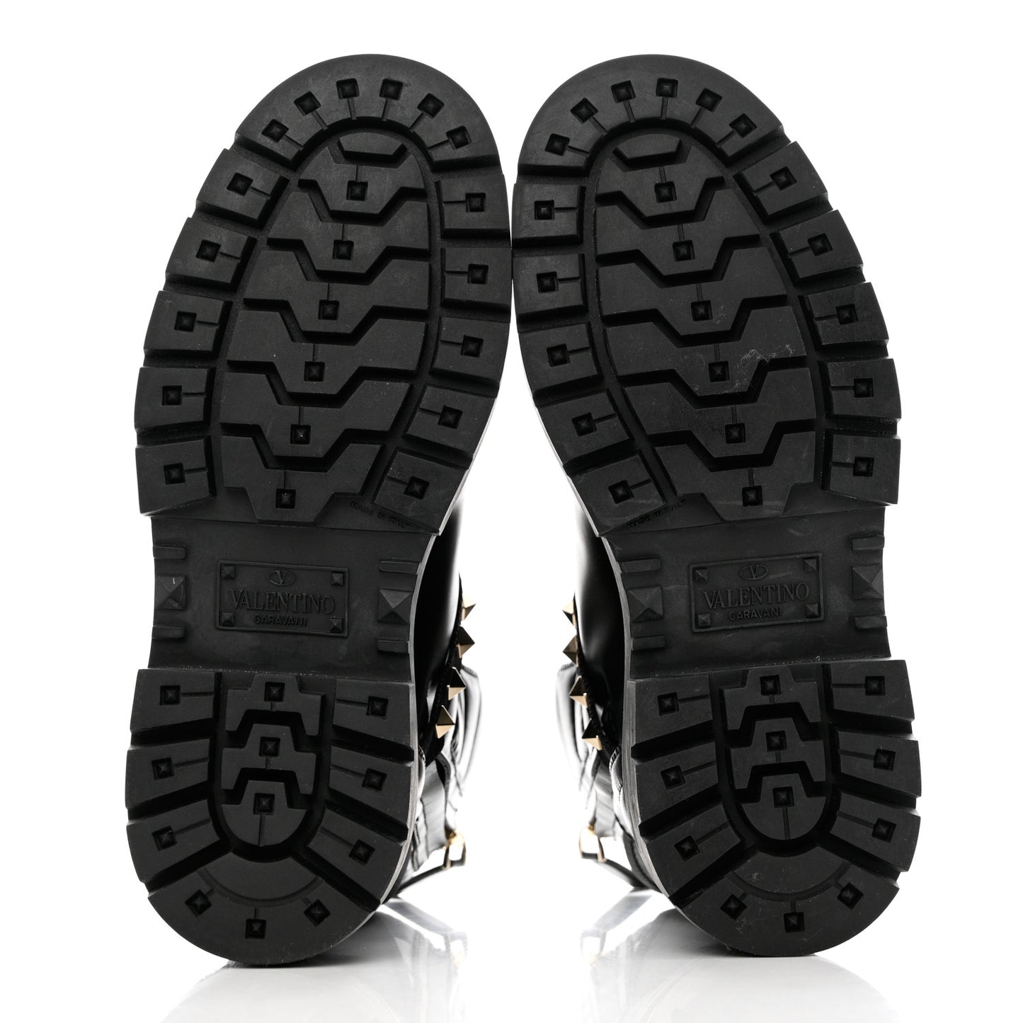 Calfskin Nylon Quilted Waterproof Rockstud Combat Boots 35.5 Black