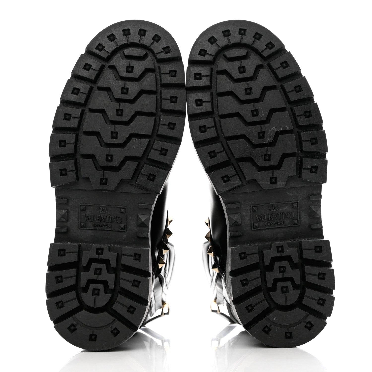 Valentino Garavani Calfskin Nylon Quilted Waterproof Rockstud Combat Boots 35.5 Black 5 of 10