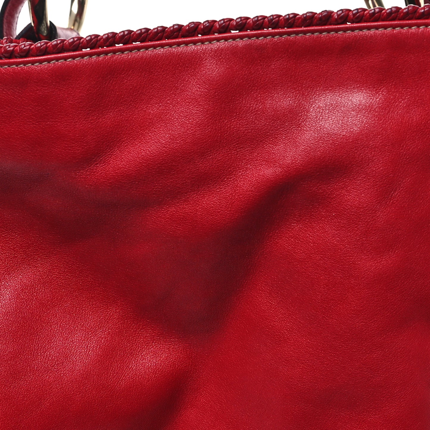 Calfskin Large Horsebit Chain Hobo Red