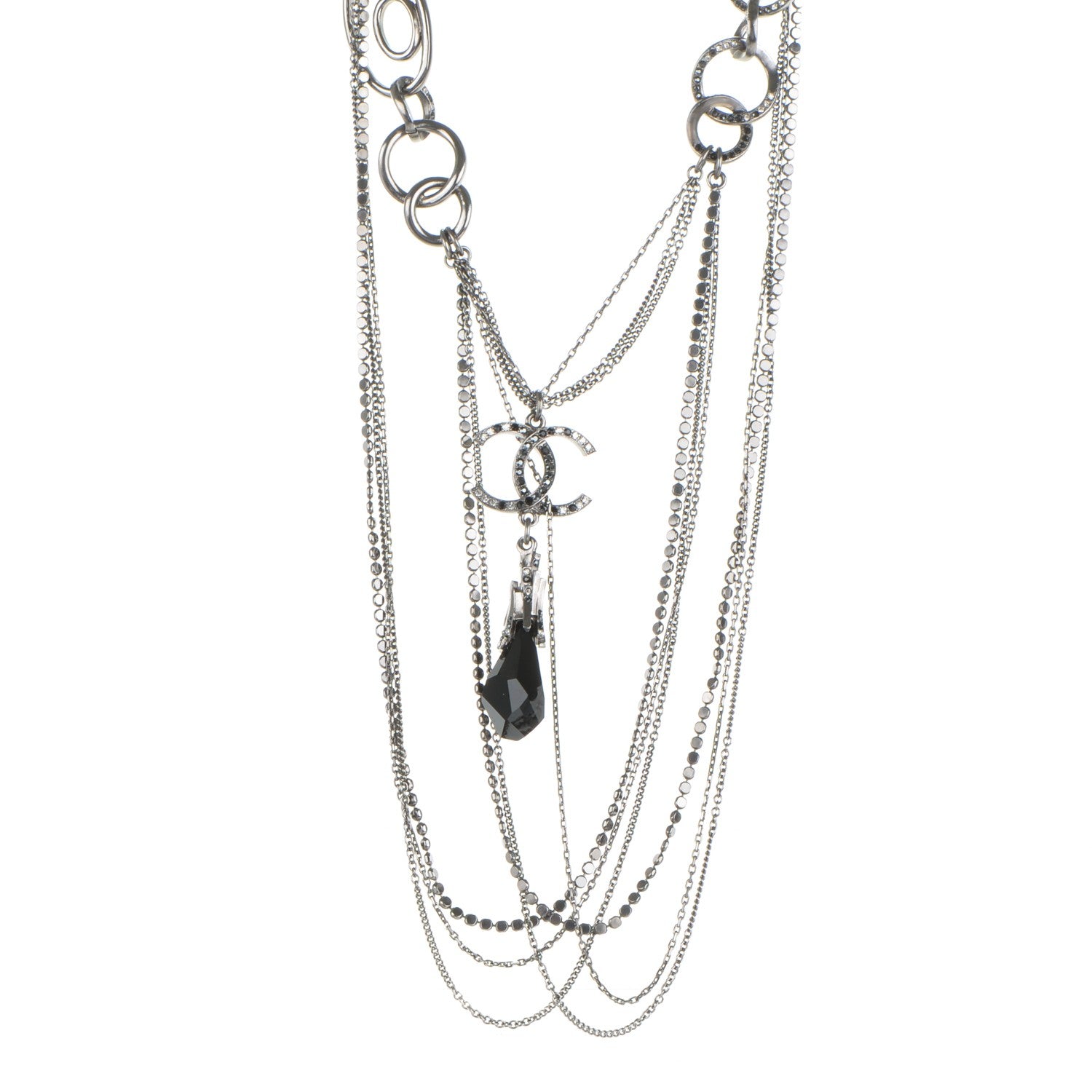 Chanel Ruthenium Crystal CC Long Multistrand Necklace 1 of 4