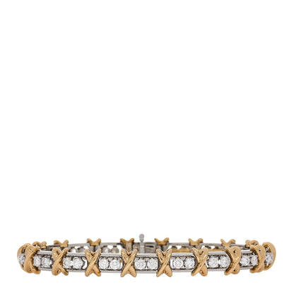 Tiffany Platinum 18K Yellow Gold Diamond Schlumberger Thirty Six Stone Bracelet 1 of 4