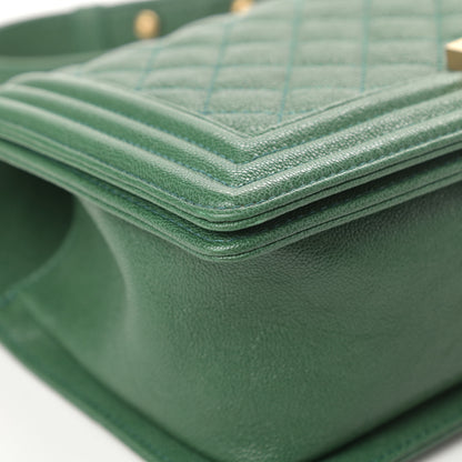 Chanel Caviar Quilted Medium Boy Flap Green 9 of 12
