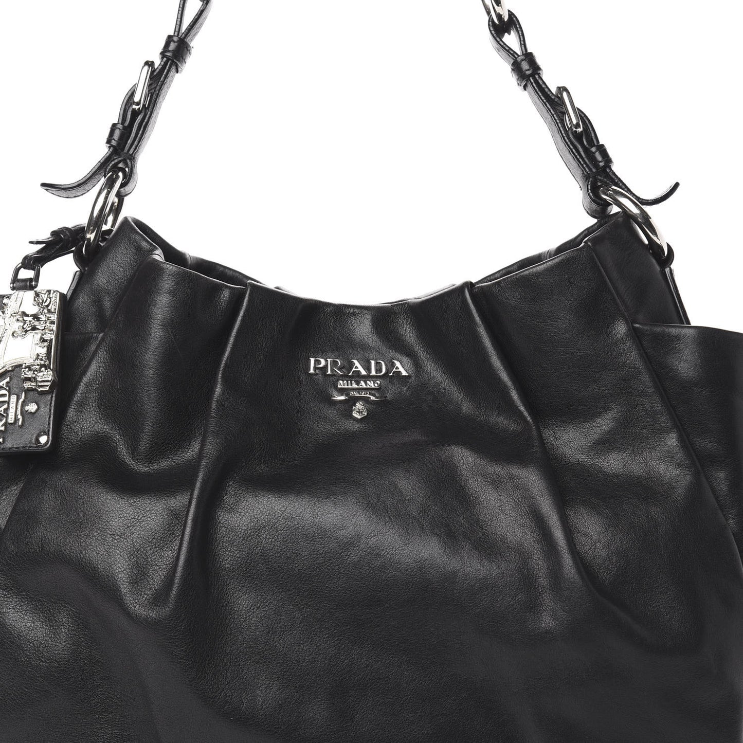 Soft Calfskin Pleated Hobo Black