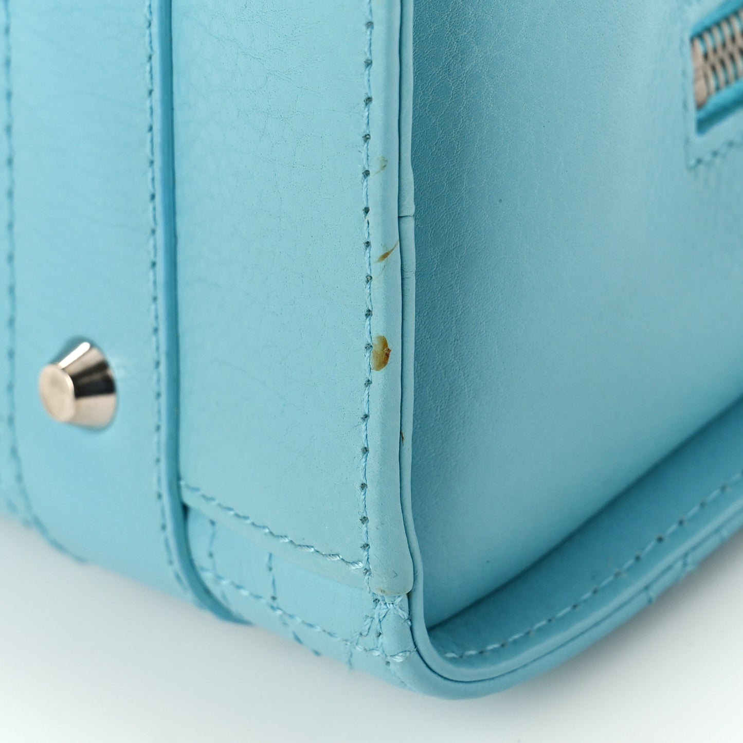 Calfskin Cannage Stitched Small East West Lady Dior Light Blue