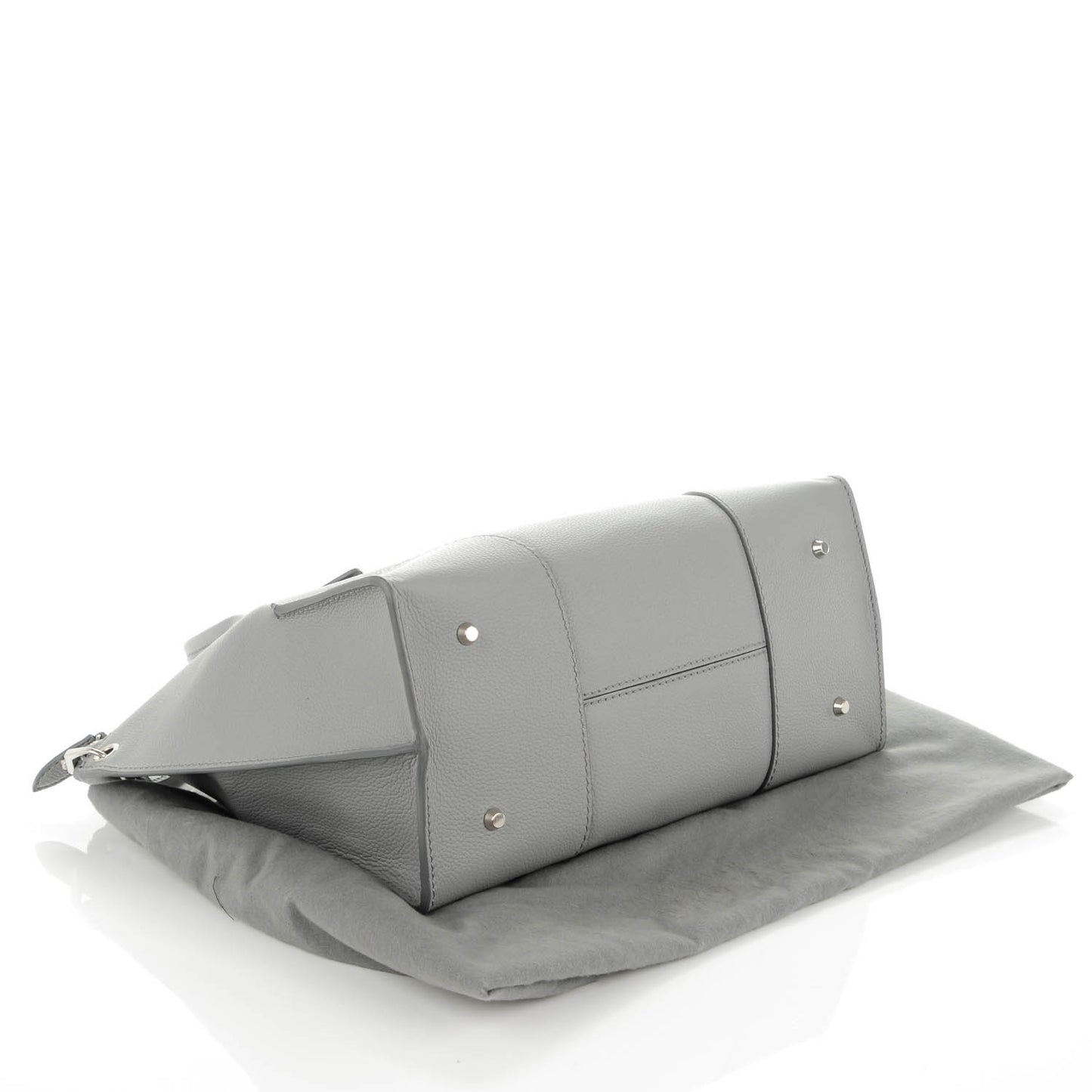Grained Calfskin Legend Satchel Medium Grey Melange