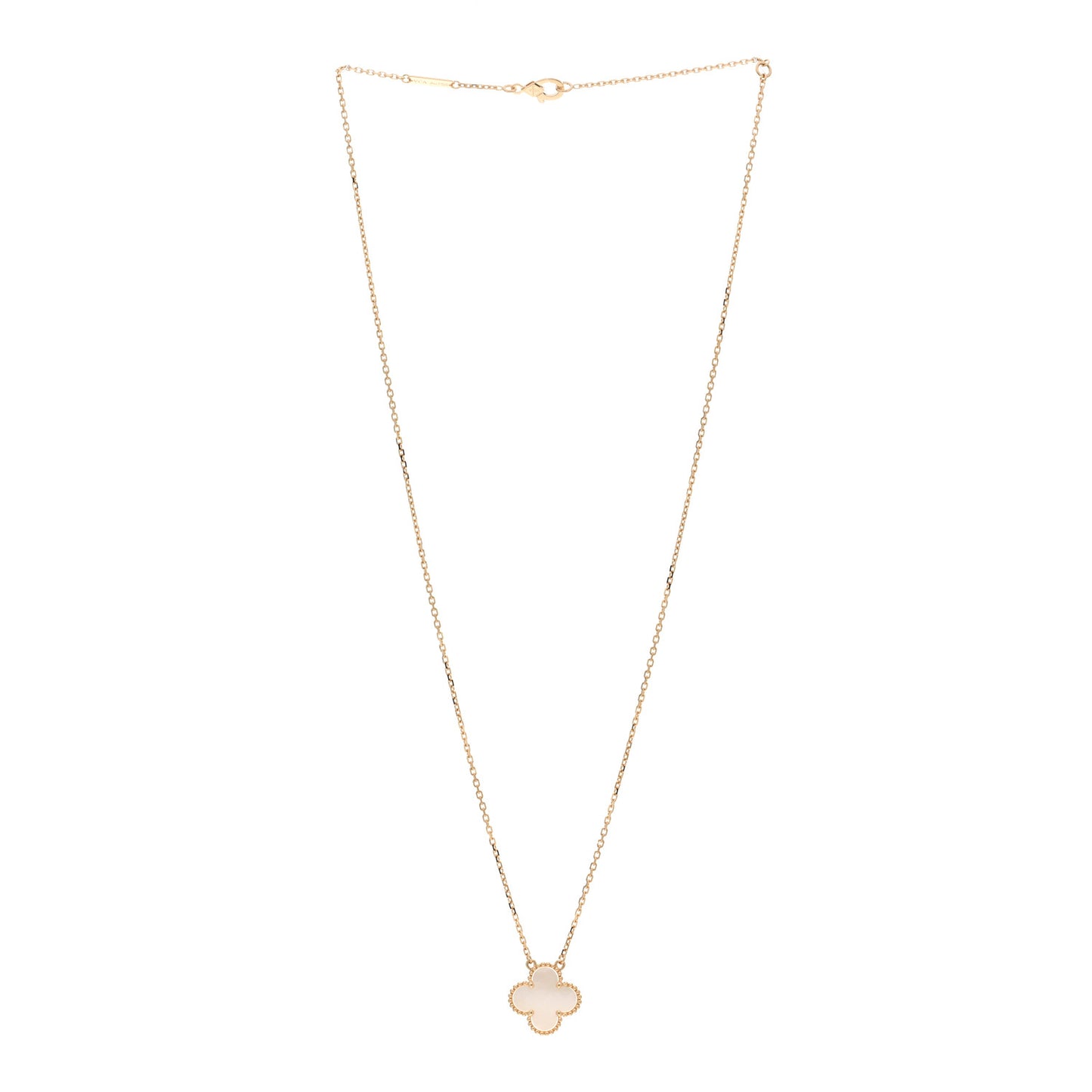 18K Yellow Gold Mother of Pearl Vintage Alhambra Pendant Necklace